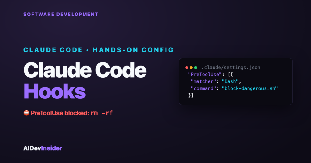 Claude Code hooks: a PreToolUse hook in settings.json blocking rm -rf